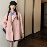 【】少女粉短款粉色毛呢双排扣外套2C373-D0917-P155-K238，女装毛呢外套，2C373