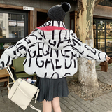 玫红色撞色拼接羽绒服女冬季2025新款韩系短款工装加厚爆款外套，女装短外套，2C088