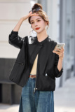 已出货春装新品设计感皮衣外套女短款圆领潮流时尚显瘦皮夹克潮，女装皮衣，吾爱衣