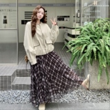 韩系chic米白色短款皮衣夹克上衣女春秋超火好看高级小众减龄外套，女装皮衣，2C290