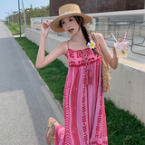 粉色多巴胺甜美设计感连衣裙女夏季2024新款端庄大气网红流行长裙，女装连衣裙，2C122