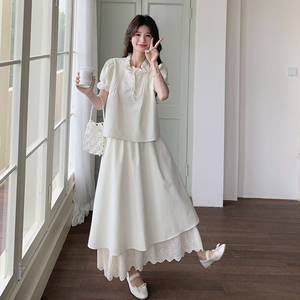 夏装新款甜美气质小香风花边半身裙两件套2C135-6895P145K218图片