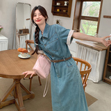 【主推现货】牛仔连衣裙女韩版开叉一步牛仔裙5023P135K198，女装连衣裙，2C166