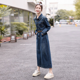 （现货）2025春装新款复古色长袖牛仔连衣裙（配腰带），女装连衣裙，1D060