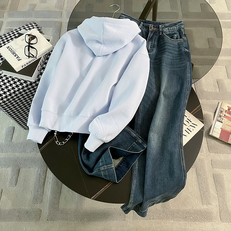 春季女新款连帽卫衣阔腿牛仔裤两件套潮,女装套装/套裙,2C310
