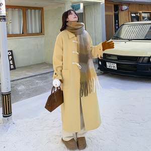 【新款现货】新款黄色夹棉毛呢牛角扣大衣2C371-8597-P185-K298图片