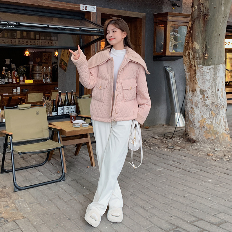 现货:冬装新款毛线大领子羽绒棉棉服2C135-2396P155K238，女装棉衣/棉服，2C135