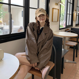 咖色皮衣外套女春秋2026新款高级感小个子宽松机车皮夹克潮，女装皮衣，2C166