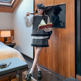 韩版灰色小香风套装裙女2025春秋季新款显瘦上衣马甲半身裙三件套，女装套装/套裙，2D148