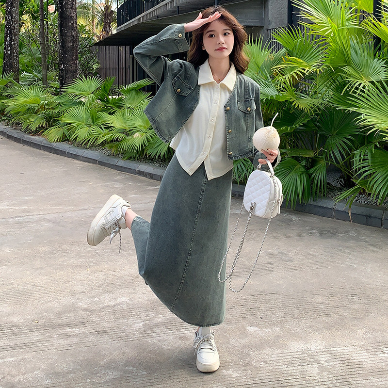 新款2026春季牛仔半身裙三件套2519-P175-K248,女装套装/套裙,2C057
