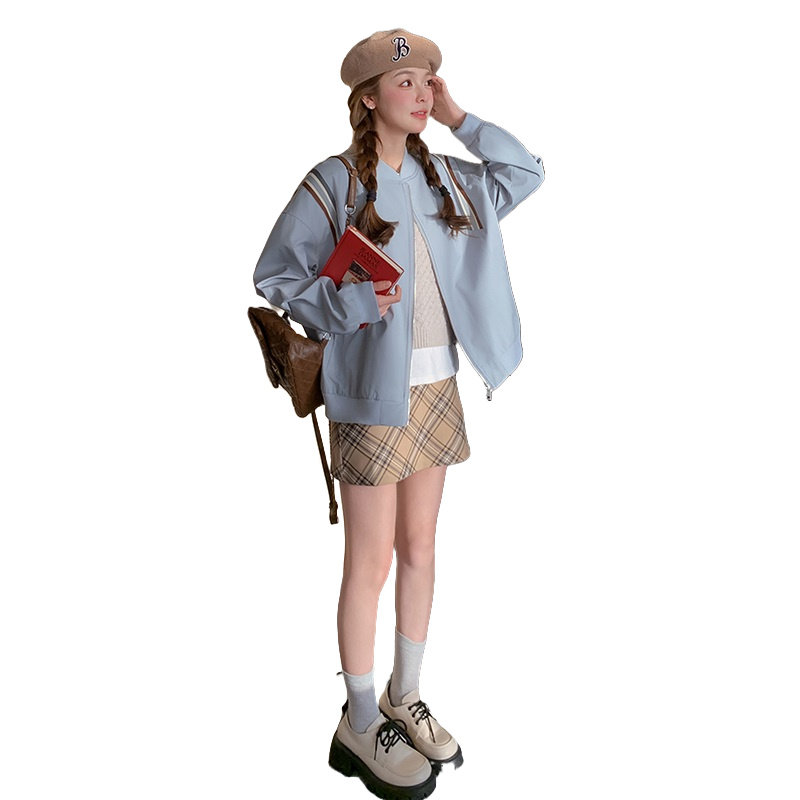 派克服时尚上衣短款小众拉链宽松型复古薄款ins春季运动休闲百搭,女装派克服,2C217