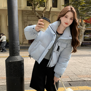 新款羽绒服女短款韩版立领简约加厚小个子高级感面包服外套潮图片