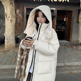 90白鸭绒时尚白色中长款羽绒服2C291-YRF13991-P375-K599，女装羽绒服，2C291