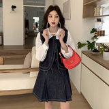 固色牛仔时尚减龄马夹+半身裙两件套2C291-P175-K299，女装套装/套裙，2C291