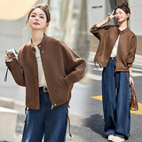 新品现货美拉德麂皮绒外套女短款宽松百搭1C115-7706-P130-K258，女装短外套，吾爱衣