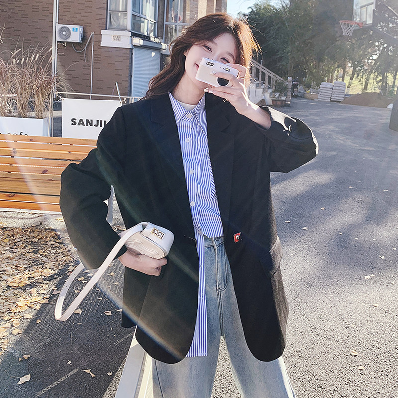 黑色烫钻西装外套女2025年春季新款韩系设计感时髦洋气小个子西服,女装西装,2C069