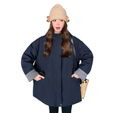 户外连帽藏青色派克羽绒服女冬超火好看高级小众加绒加厚工装外套，女装羽绒服，2C086