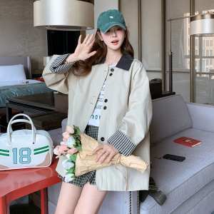 2025秋季新款韩版宽松休闲百搭纯色风衣外套女中长款气质显瘦上衣图片