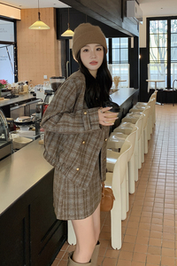 23冬装新品小香风格子夹棉加厚两件套套装 2510 -p175-k258图片