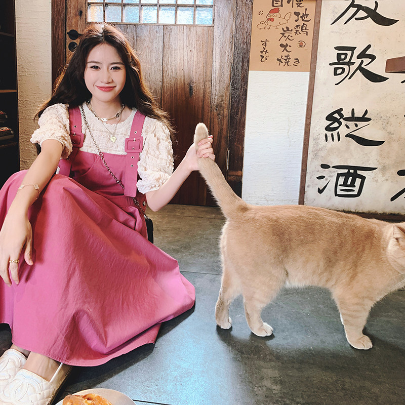 档口2026夏季设计感树莓粉宽松显瘦背带裙88616-P145K198,女装连衣裙,2C069