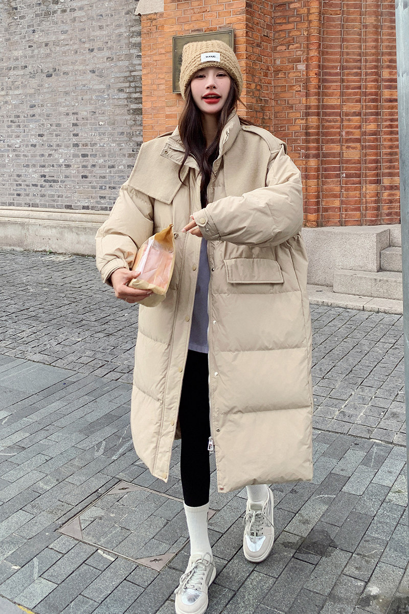 【新品】韩系减龄毛呢显瘦拼接长款羽绒服C256-F366-P285-398,女装羽绒服,2C255