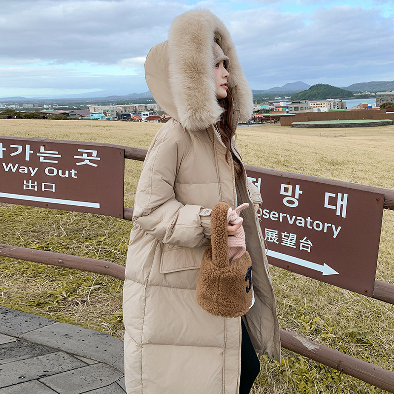 大量现货真毛领时尚冬季新款宽松休闲白鸭绒耗子毛领羽绒服外套,女装羽绒服,2B114