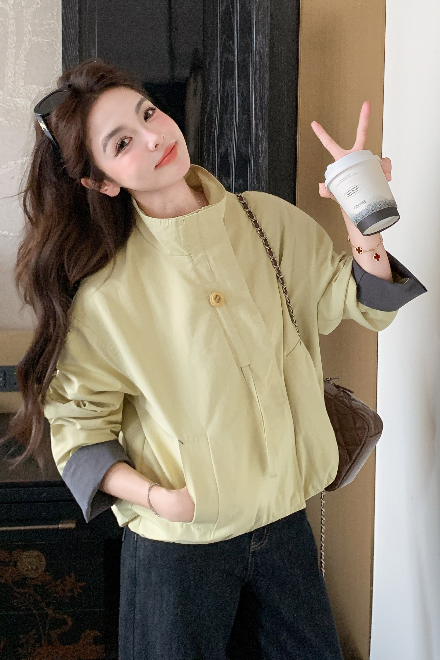 2026春季新款现货拼色百搭短款休闲外套2610-p135-218,女装短外套,2B115