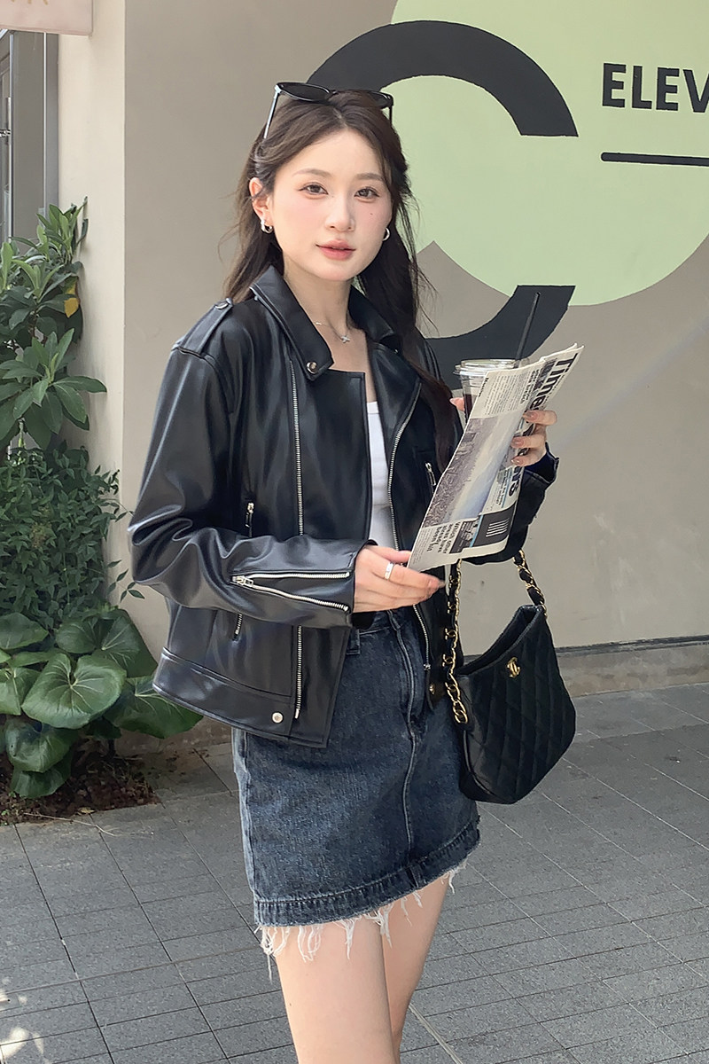 现货新款秋装PU皮衣2C092-682-P140-K198,女装皮衣,2C092