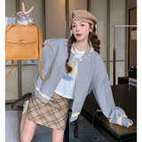 现货25春装新款棒球服外套女蕾丝拼接1C086-718-P175-K265，女装短外套，2D044