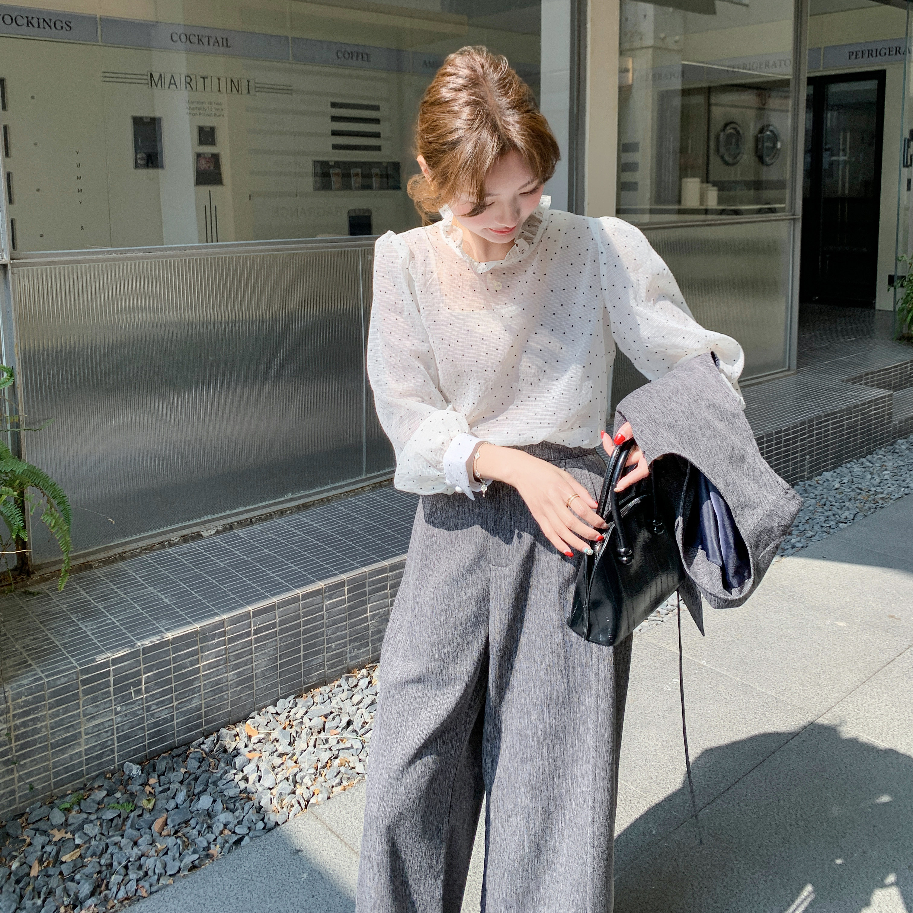 档口圆点衬衫西装马甲三件套2C068-1018P195K278,女装套装/套裙,2C068