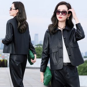 现货！皮衣外套女短款2025新款潮流时尚韩版宽松休闲皮夹克，女装皮衣，吾爱衣图片
