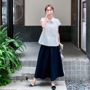 韩系清纯系松弛感套装女夏季新款小个子简约时尚衬衫半身裙两件套图片