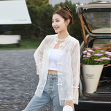 2025防晒衣女夏季新款复古盘扣风蕾丝开衫外套外搭空调衫，女装蕾丝衫/雪纺衫，2C091