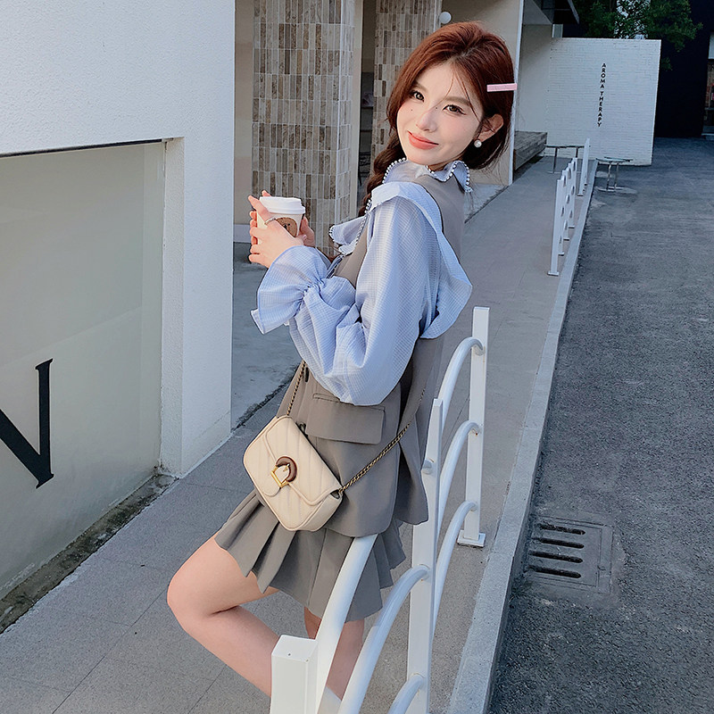 买家秀+现货2025新款长袖衬衫百褶裙三件套2C289-8920-P178-K228,女装西装,2C289