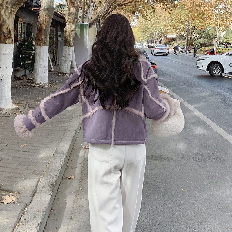 皮毛一体外套女2024冬加绒加厚高级感上衣超好看宽松学生炸街棉服,女装皮草,2C115