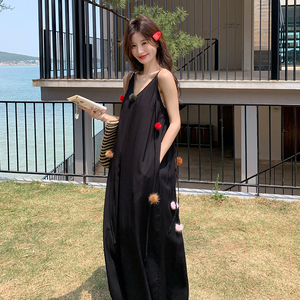 立体装饰无袖吊带阔腿裤连体裤女夏2025新款连衣裙网红爆款流行图片
