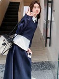 学院风条纹衬衫叠穿卫衣套装裙女2025秋新款休闲显瘦半身裙三件套，女装套装/套裙，2C212