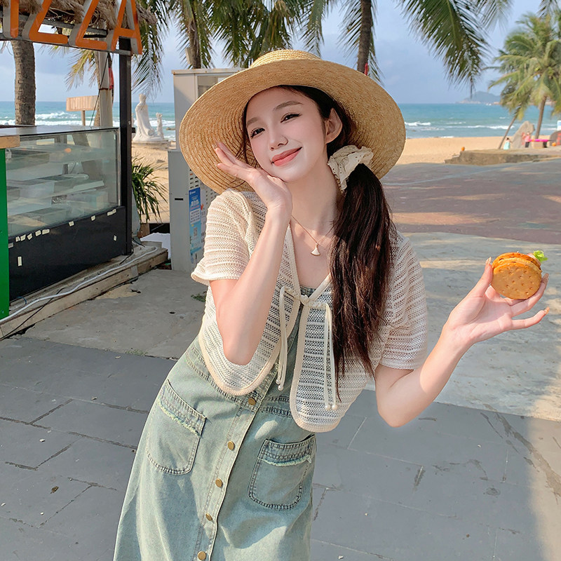 【预售5月6号出货】新款时尚吊带牛仔连衣裙+短款防晒开衫套,女装套装/套裙,2D148