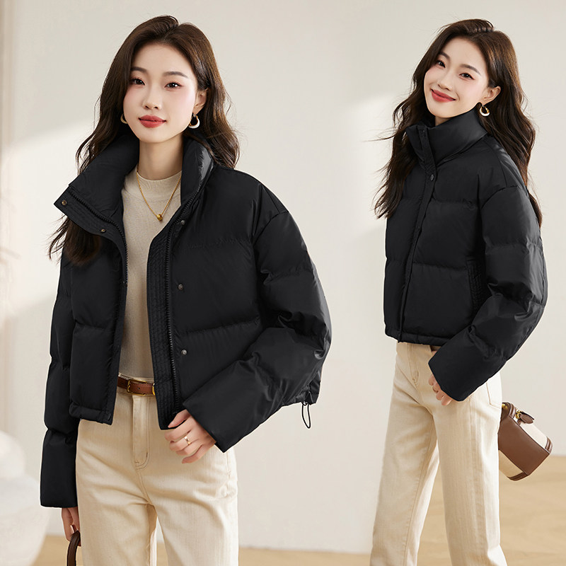免洗pu皮短款白鸭绒羽绒服女2025冬季新款加厚保暖立领面包服外套,女装羽绒服,衣佳和