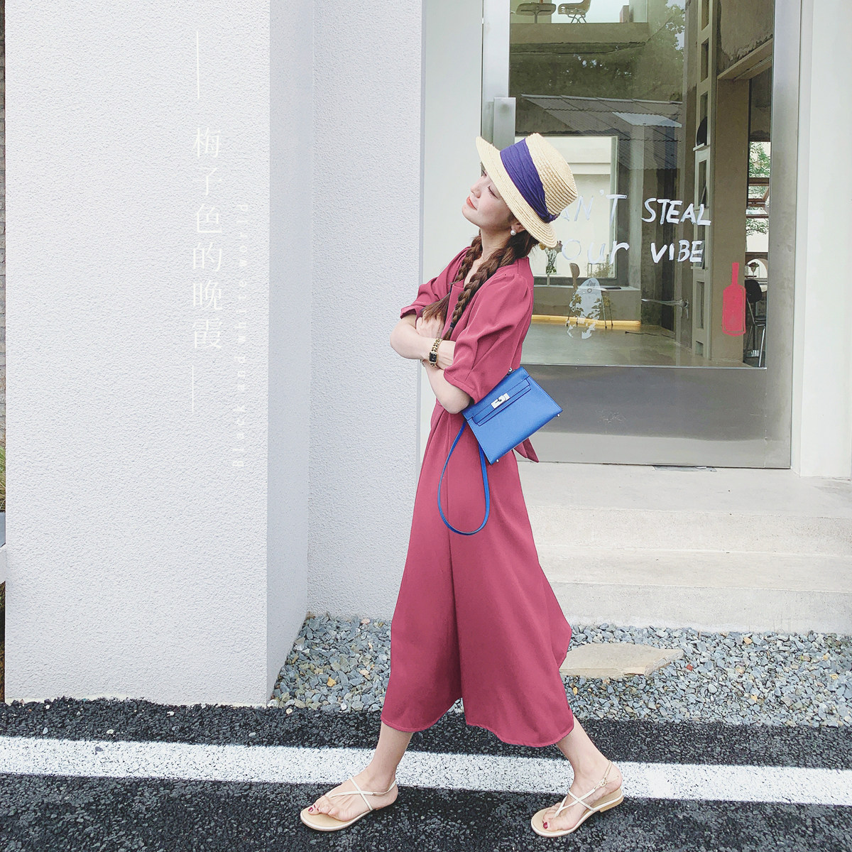 【大货已出】莓子色的晚霞法式泡泡袖开叉连衣裙6617-P95-K148,女装连衣裙,2C137