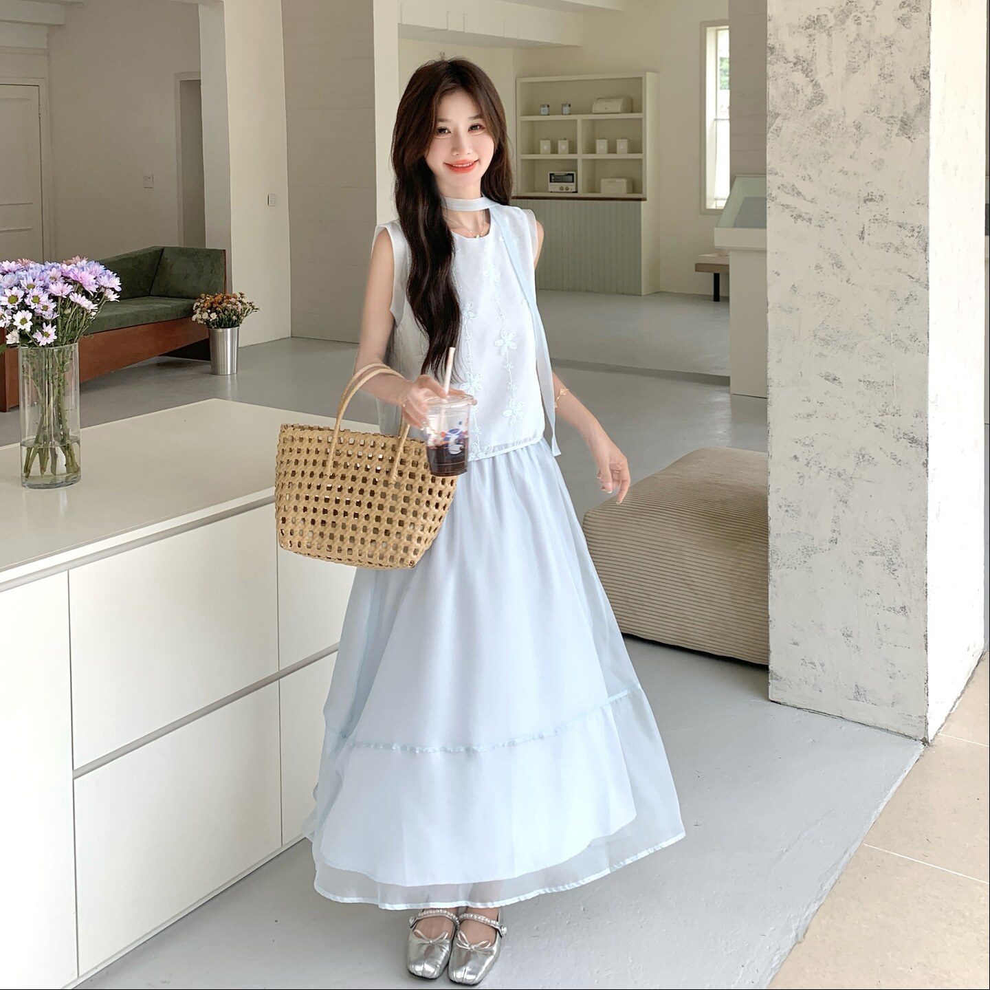 现货：夏装新款时尚休闲刺绣上衣半身裙两件套2C135-8855P145K218,女装套装/套裙,2C135