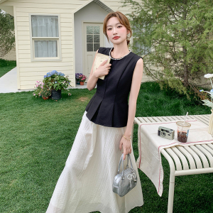 高级感轻熟风气质套装裙女2025夏季新款无袖收腰上衣半身裙两件套图片