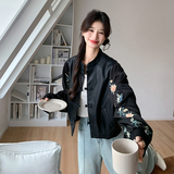 新款现货2025春季新款皮衣拼接刺绣外套098-815P155K218，女装短外套，2C098