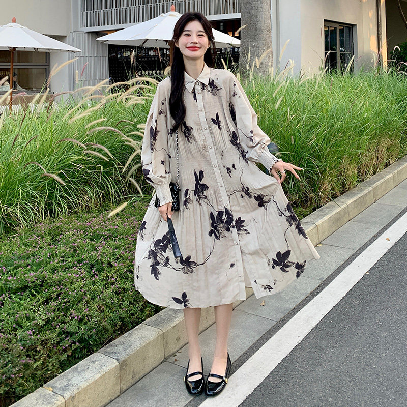 【档口】高品质碎花印花打褶高品质连衣裙079-2441-p130-k188图片