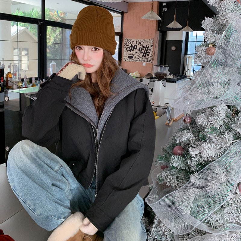 现货冬季休闲新款拼接假两件90绒短款外套2C098-9080P275K388,女装羽绒服,2C098