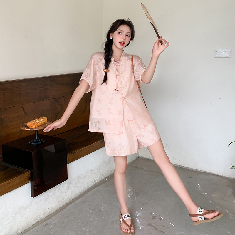 时尚套装短袖显瘦上衣薄款宽松小个子小众衬衫网红,女装套装/套裙,2C298