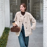 公主小香风洋气皮毛一体仿皮草女冬季加厚高级感羊羔毛短款棉服，女装棉衣/棉服，2C166