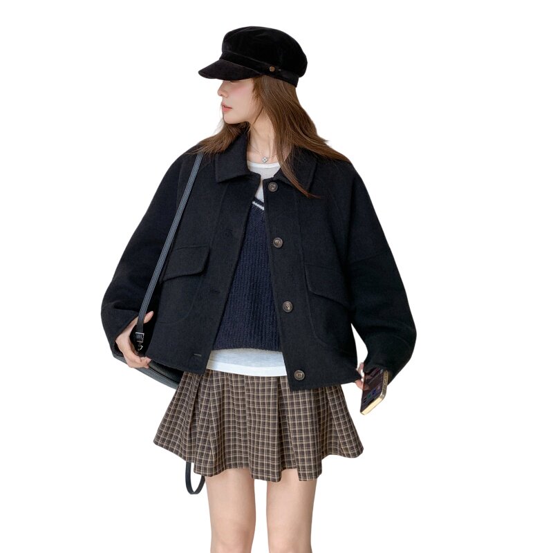 鹿皮绒夹克外套女短款秋季2025新款高级感气质复古爆款休闲上衣,女装毛呢外套,2D008