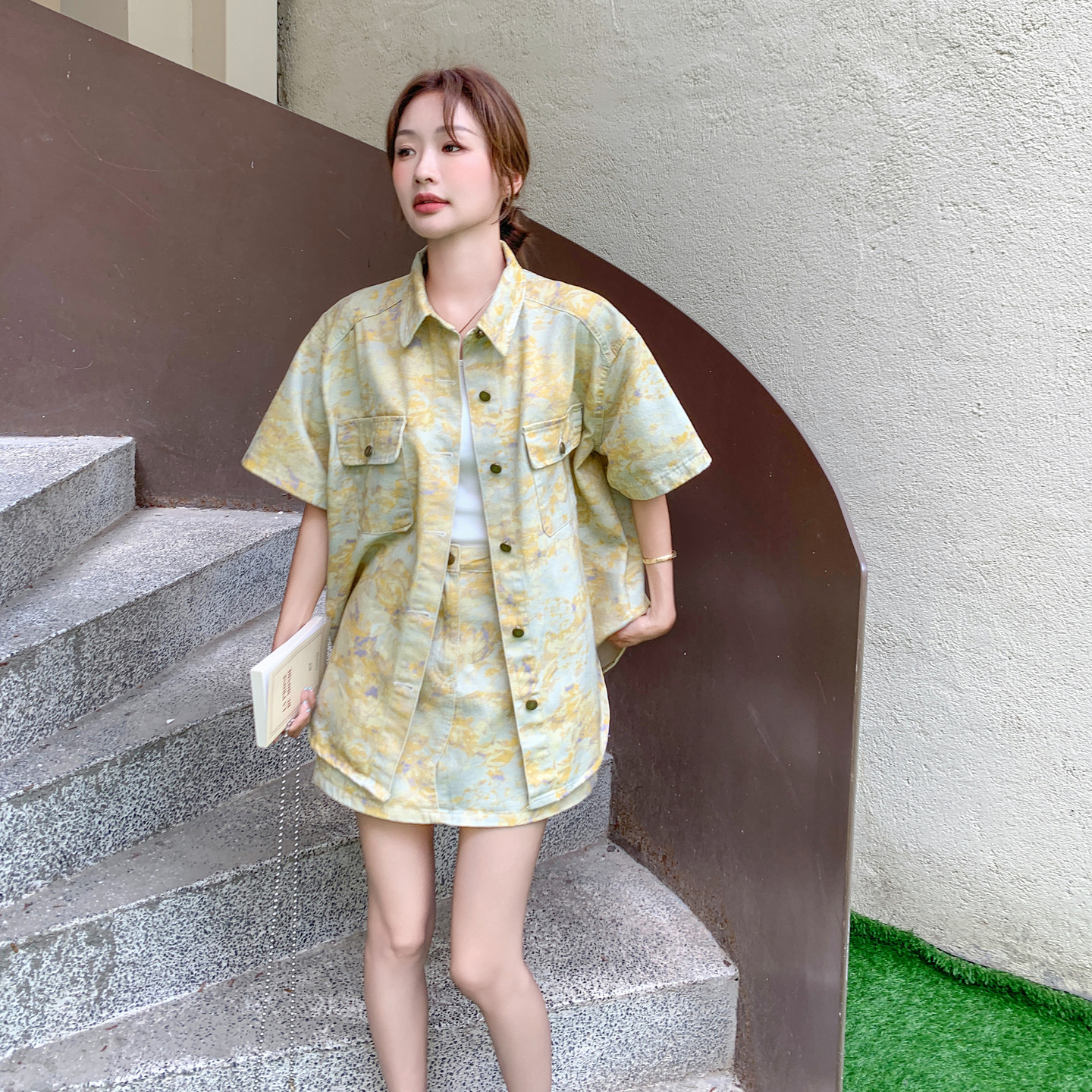 今日新品//夏季薄款牛仔套装/印花水洗5546-P165-K238,女装套装/套裙,2C275