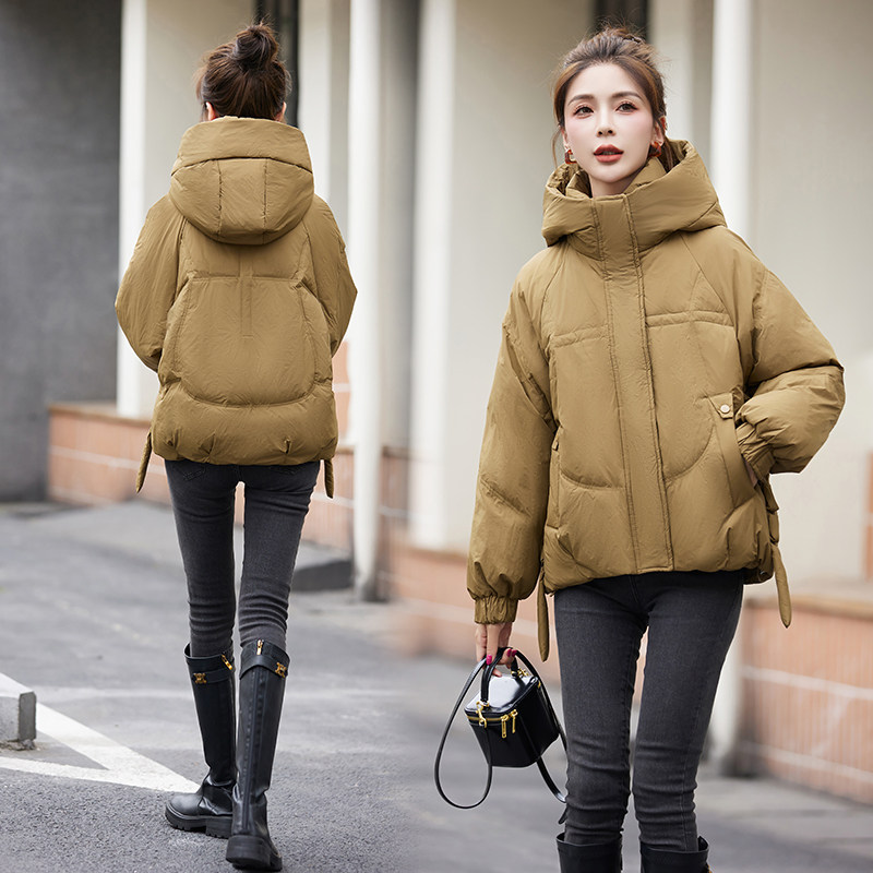 短款羽绒服女2025冬季新款宽松时尚显瘦白鸭绒小个子加厚连帽外套,女装羽绒服,蓝朵琳